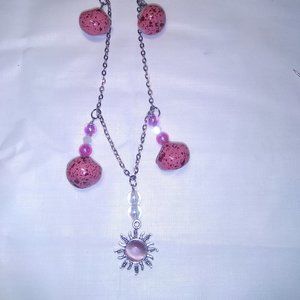 Handmade pink sunburst beaded necklace